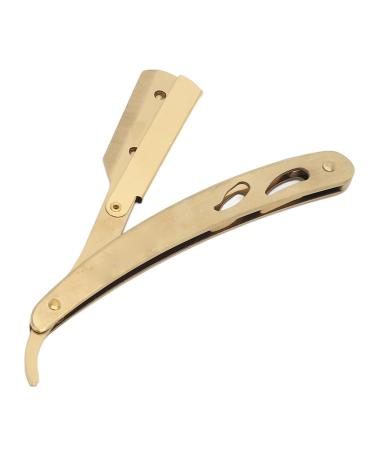 Face razor neck cutter single blades razor with a straight edge manual beard knife holder - stainless steel foldable (without blade)
