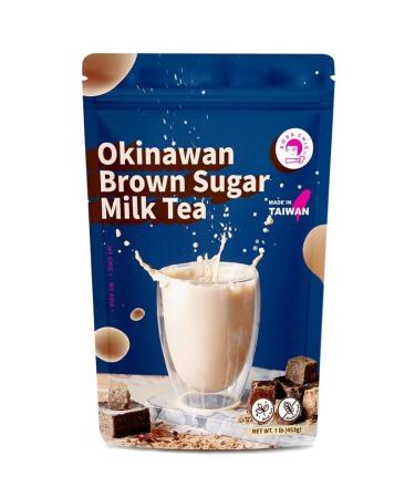 Okinawa Brown Sugar Milk Tea Powder - 1lb - Product of Taiwan- Non-Dairy - Plant Based Creamer