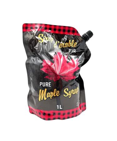 Canadian Maple Syrup in 1 Liter Pouch - Practical with pouring spout - 100% pure - Les Trésors d'érable