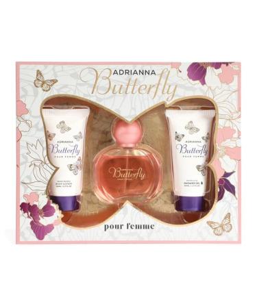 BUTTERFLY POUR FEMME SET WITH 3 ITHEMS 5.1 FL. OZ (1- REFRESHING SHOWER GEL 1.7 FL. OZ. 1-EAU DE PARFUM SPRAY 1.7 FL.OZ. 1- MOISTURIZING BODY LOTION 1.7 FL. OZ.) Floral Fruity fragrance for women. - Buy Online on GoSupps.com