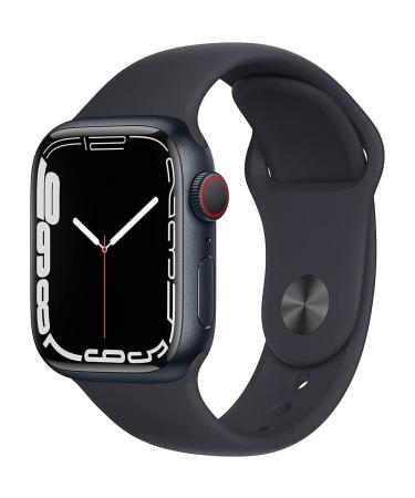 Apple Watch Series 7 GPS + Cellular, 45mm Midnight Aluminum Case with Midnight Sport Band - Regular (Renewed) GPS + Cellular 45mm Midnight