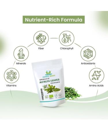 Organic Alfalfa Leaf Powder - Green Superfood for Smoothies, Soups & Baking | 100g - Free from Fillers & Preservatives | Certified by Soil Association - Pack of 1 - Buy Online on GoSupps.com