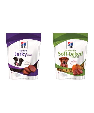 Hills Natural Jerky Strips with Real Beef Dog Treat + Hills Grain Free Soft-Baked Naturals Dog Treats with Duck & Pumpkin