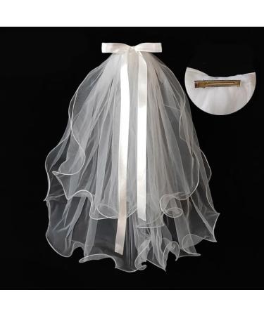 xbiez Pearl/Bowknot Long Tulle Marriage Bridal Veil with Fix Hair Comb/Clip for Marriage Wedding Celebration Party Headpieces Two layer plain B - Buy Online on GoSupps.com