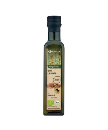 manako ORGANIC linseed oil human cold-pressed and 100% pure 250 ml glass bottle linseed oil 250 ml (1 pack)
