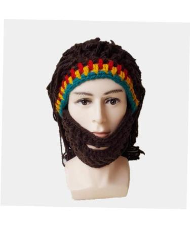 Creative Beard Hat Barbarian Knit Beard Hat Wig Beanie Hat Funny Knit Hat Beard Facemask for Male(multicolour) - Buy Online on GoSupps.com