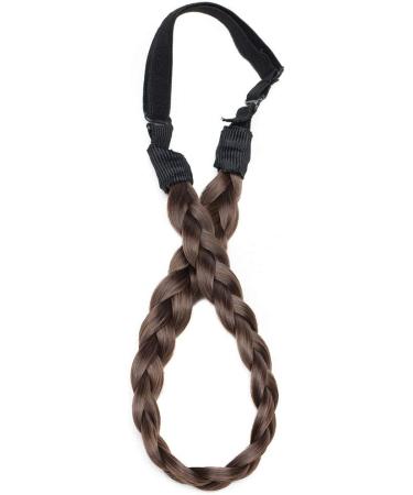 Headband Hair Braid Natural Looking Synthetic Hair Piece Extension Highlighted Plaited Braids Elastic Stretch Hairpiece Women Girl Beauty Accessory - Maroon & Ash Brown - Buy Online on GoSupps.com