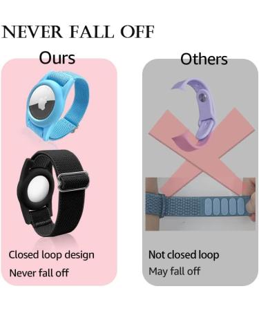 Kid's AirTag Bracelet with Elastic Wristband | Anti-Lost Watch Band for Apple AirTag | Adjustable Strap for Toddler | 4 Pack (Black, Purple, Blue, Green) - Buy Online on GoSupps.com
