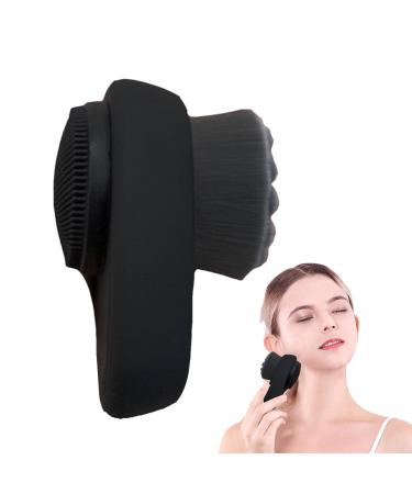 Silicone Face Scrubber Comfortable Face Wash Brush 2 in 1 Face Massager Silicone Facial Cleaner with Lid for Deep Scrubbing Aezon Black