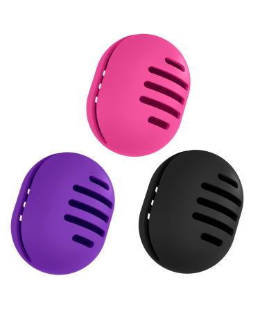 Fauxomor make-up sponge holder 3 pieces breathable silicone beauty blender travel bag for all sizes of make-up sponge fracture-safe portable cosmetics tool black+rose red+purple 1 piece (3 Pack) C-black+rose red+purple