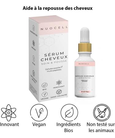 NuoCell | Plant Stem Cell Hair Serum | For Thicker Fuller and Healthier Hair | Helps Regrowth | Nourishing Hair Care | Organic & Vegan Formula | 30 ml - Buy Online on GoSupps.com