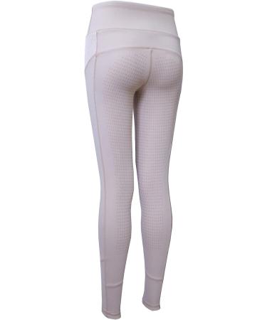 HR Farm Women's Beige Full Seat Silicone Tights with Pocket - X-Small | UPF50+ & Gel Grip for Horse Riding - Buy Online on GoSupps.com