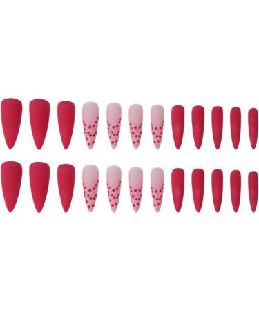 Justotry 24 Pcs Cherry Red Stiletto Fake Nails - Matte Almond Stick on Nails for Women - Long Acrylic False Nails with Glue - Nail Art Cherry& Stiletto - Buy Online on GoSupps.com