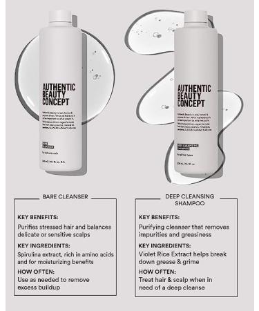 Authentic Beauty Concept Bare Cleanser Shampoo All Hair Types Delicate Scalp Fragrance Free Vegan and Cruelty Free Sulfate Free 10.1 fl. oz. - Buy Online on GoSupps.com