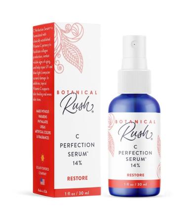 C Perfection Serum Support Collagen Production Vitamin C & E Antioxidants For All Skin Types Promote Natural Healing 1 oz Bottle