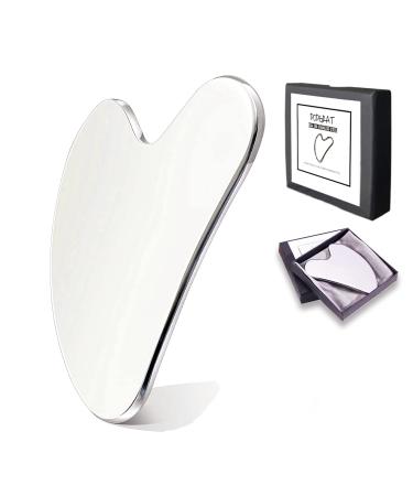 Stainless Steel Gua Sha Tools for Face Metal Guasha Board Facial Tool Lymphatic Drainage Skin Care Massager for Body Eyes Neck with Gift Box A Silver