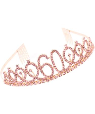 Minkissy Birthday Crown 60th Rhinestone Birthday Tiara with Comb Crystal Princess Tiara Headband for Birthday Party(Rose Gold) - Buy Online on GoSupps.com
