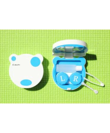 Contact lens case storage container case set mirror cute dog eyes blue