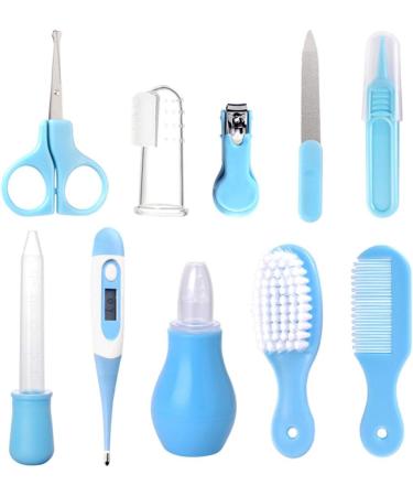 Joyeee Baby Grooming Kit 10PCS Newborn Care Set with Scissors & Finger Puppet - Blue | Portable Nursery Infants Kit for Travel & Home Use - Buy Online on GoSupps.com