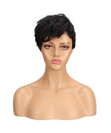 D but Real Hair Wig for Women - Short Pixie Brazilian Virgin Hair | 9 Inch 76g Black (1B) - Premium Quality Wigs - Buy Online on GoSupps.com