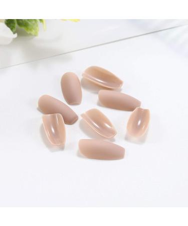 Handcess Matte Artificial Nails - Medium Nude Ballerina Press On Nails for Women & Girls | 24 Pieces Nude Pink - Buy Online on GoSupps.com
