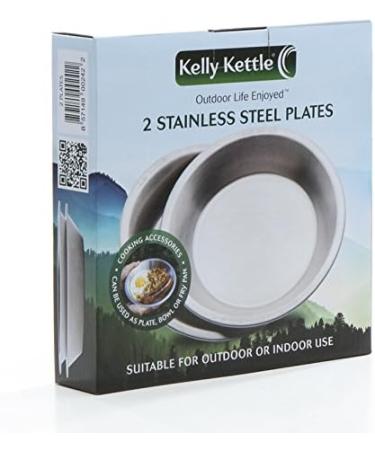 Stainless Steel Camping Plates Set - 2 Pack 7.75 Diameter | Multi-functional Bowls/Fry Pan | Kelly Kettle Compatible - Buy Online on GoSupps.com