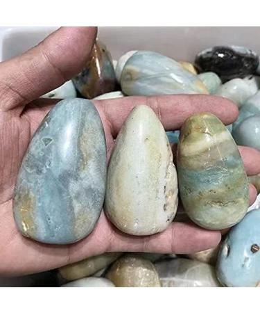 Natural Quartz Stones Polished Sky Blue Drop Shape Caribbean Calcite Crystal Palm Stone 1pc Chakra Reiki Balancing - Buy Online on GoSupps.com