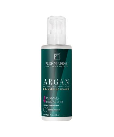 Pure Mineral - Argan Oil Hair Serum - Smoothes and Protects Dry Hair - Enriched with Vitamin E - Free of sulfates, parabens, petrolates - 100ml