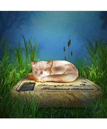 Cat Memorial Stones - Sleeping Cat Grave Marker for Garden, Patio, or Lawn - Sympathy Cat Memorial Gifts - Solar Powered - 8.5 x 7 x 3.5 - Buy Online on GoSupps.com