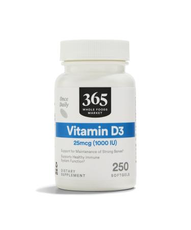 365 by Whole Foods Market Vitamin D3 1000 IU 250 Count