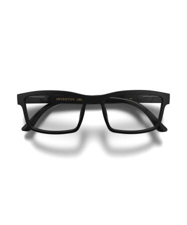 London mole glasses |Inventor reading glasses |Rectangular reading glasses |Cool reader |Stylish reading glasses |Unisex |Feder hinges |Recycled matt black 1.5 x