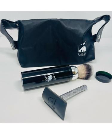 Buy G.B.S Travel Shaving Kit | Chrome Double Edge Razor Brush Leather Sleeve & Sandalwood Cream - Perfect for Men s Grooming & Travel - Buy Online on GoSupps.com