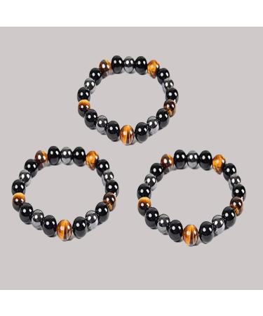 Natural Tiger Eye Obsidian Hematite Bracelet Pure Handmade Elastic Bracelet for Men and Women Relieves Fatigue Brings Health and Good Luck. (6mm/8mm/10mm) - Buy Online on GoSupps.com