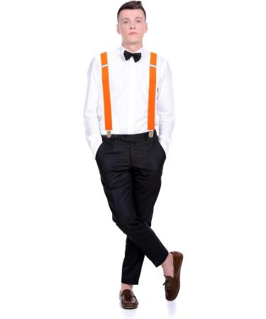 Adjustable Eruinfang 25mm Elastic Braces for Men & Women - Y-Form Style with Strong Clips - Orange - Buy Online on GoSupps.com