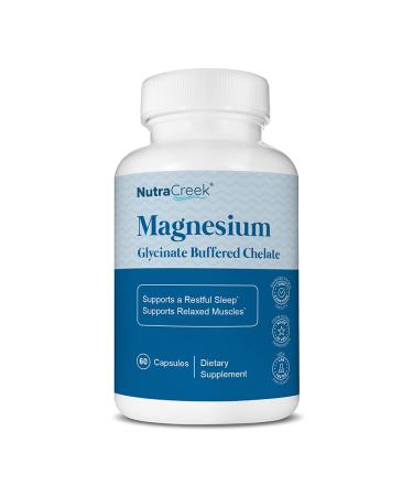 NutraCreek Magnesium Glycinate 400mg Buffered Chelate | Gentle Bioavailable Formula Supports Restful Sleep and Relaxed Muscles - 60 Magnesium Glycinate Capsules