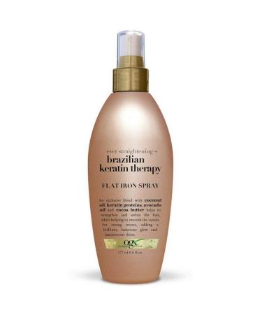 OGX Brazilian Keratin Therapy Ever Straight Flat Iron Spray 6 Ounce (Value Pack of 2)