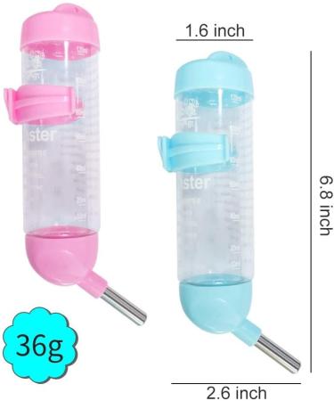 WishLotus Hamster Dispenser Bottle No Drip Plastic Hanging Water Bottle Automatic Water Bottle Dispenser Cage Bowl with 2 Rolling Balls for Rabbit Guinea Pig Rat Gerbil Chinchilla (125ml Blue) 125ml Blue - Buy Online on GoSupps.com