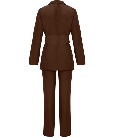 Women's Brown Business Suit Set | Slim Fit Blazer & Pants | Office Outfit for Work | Large Size - Buy Online on GoSupps.com