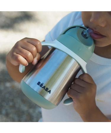 Beaba Stainless Steel Sippy Cup - Toddler/Baby Insulated Straw Cup with Handles (8.5 oz, Sage) - 8+ months - Buy Online on GoSupps.com