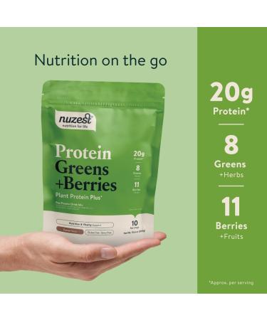 Nuzest Protein Greens + Berries Superfood Powder - Plant Protein Blend 300g - Cocoa Flavor - International Shipping Available - Buy Online on GoSupps.com