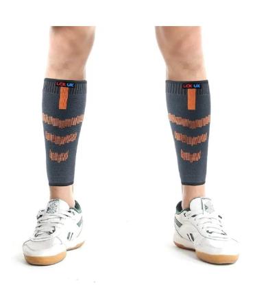 LCK UK Calf Support Compression Sleeves (Pair) for Women Men Running | 20-30mmHq Shin Splints Brace Footless Leg Socks for Torn Calf Muscle for Enhanced Performance and Recovery Orange M