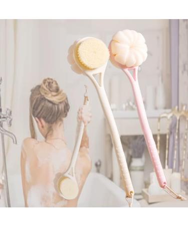 YU-YO Shower Body Brush with Bristles and Loofah Back Scrubber - Exfoliating Bath Massage for Men, Women, and Children - Long Handle for Wet or Dry Use - Buy Online on GoSupps.com