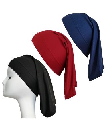 3 Pack Dreadlocks Tube Socks Spandex Hair Covers for Women Men Locs Braids Twists(Navy Blue Black Wine Red) Black+Navy Blue+Wine Red