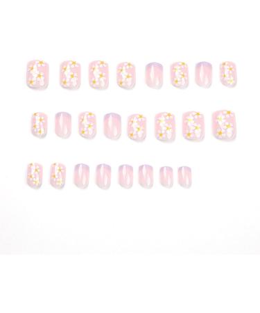 Justotry 24 Pcs Lilac Purple Floral Square Short False Nails - French Press On Nails Medium with Nail Glue Stick - Squoval Art Design for Women - Buy Online on GoSupps.com