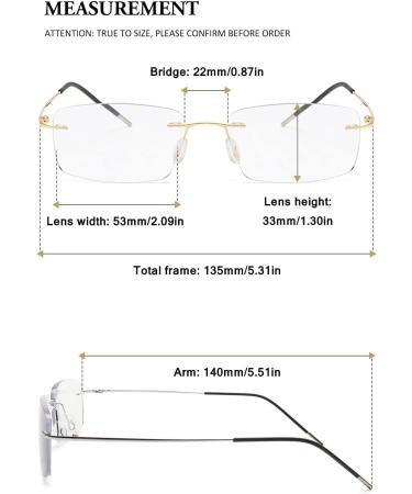 Vevesmundo Photochrome Reading Glasses | Blue Light Filter Metal Titan Multifocal Varifocal Glasses for Men - 1.5x Gold Lens - Buy Online on GoSupps.com