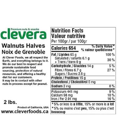 Clevera California Walnuts Halves Premium 2-lb - Fresh - Raw -Kosher - Small Batch - Sustainably Sourced - Straight from The Farm - Non-GMO - Gluten free 2.0 pounds - Buy Online on GoSupps.com