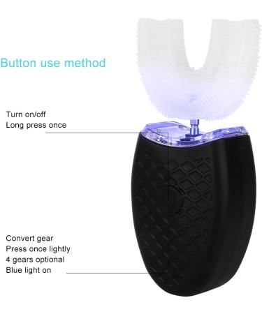 U-Shaped Electric Sound Toothbrush | Automatic Oral Care Tool for Adults - 4 Corridors Blue Light Cleaning (Black) - Buy Online on GoSupps.com