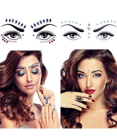 6 Sets Women Mermaid Face Gems Glitter Temporary Tattoo Stickers - Rhinestone Rave Festival Face Jewels for Costume Parties - Buy Online on GoSupps.com