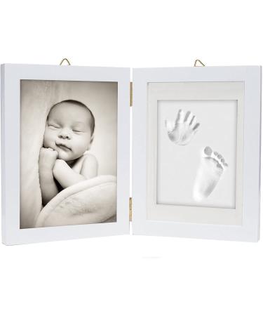 Chuckle - Baby Hand and Foot Clay Print Photo Frame Keepsake Kit - Gift for Mothers Day New Mum and Parents Newborn Baby Shower Party and Nursery Room Decoration - White