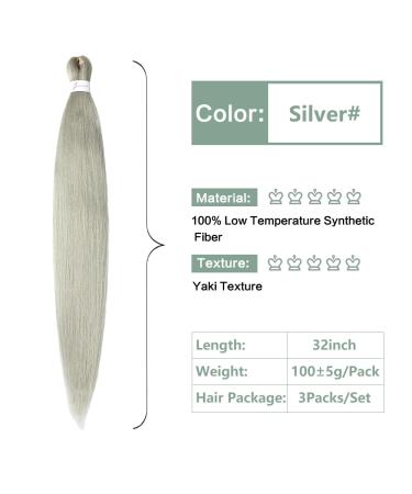 32 Inch Ginger Braided Hair Extensions - 3 Packs Kunsthaar for Box Braids | Synthetic Braiding Hair (Silver#) - Buy Online on GoSupps.com
